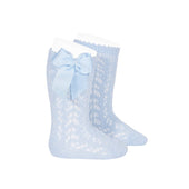 Condor Openwork Knee High Bow Sock Baby Blue
